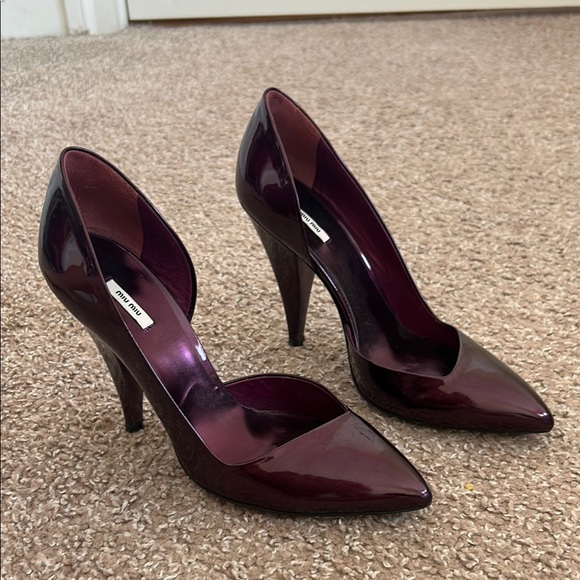 Miu Miu Shoes - Miu Miu Purple Patent Leather Heels